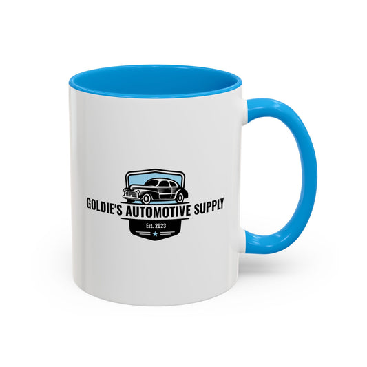 11 Oz Mug - Light Blue Color Matched Vintage Logo - Goldie's Automotive Supply
