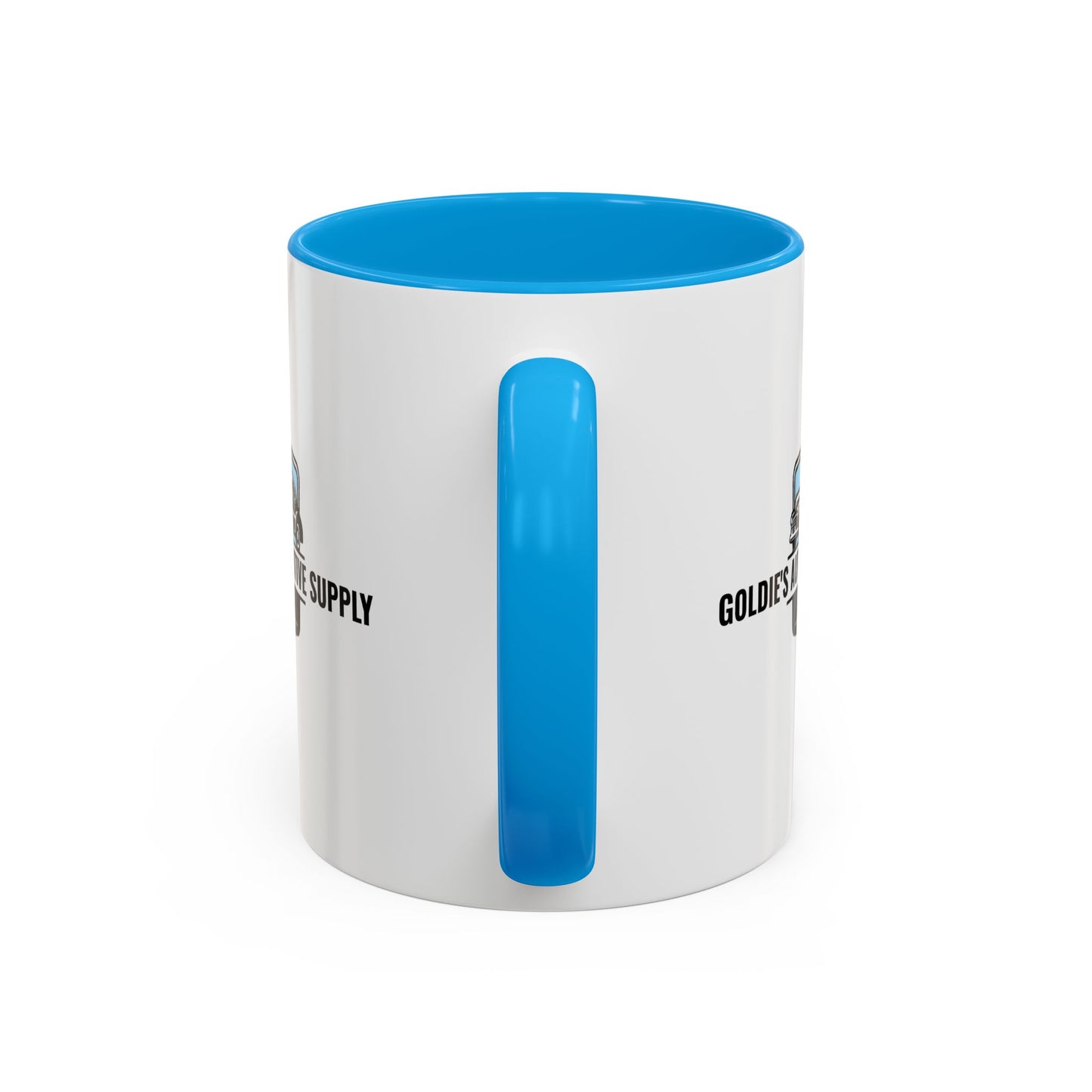 11 Oz Mug - Light Blue Color Matched Vintage Logo - Goldie's Automotive Supply
