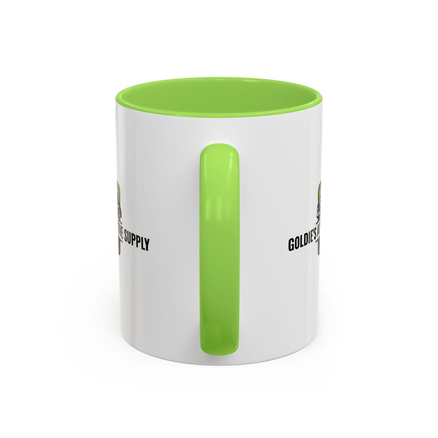 11 Oz Mug - Lime Green Color Matched Vintage Logo - Goldie's Automotive Supply