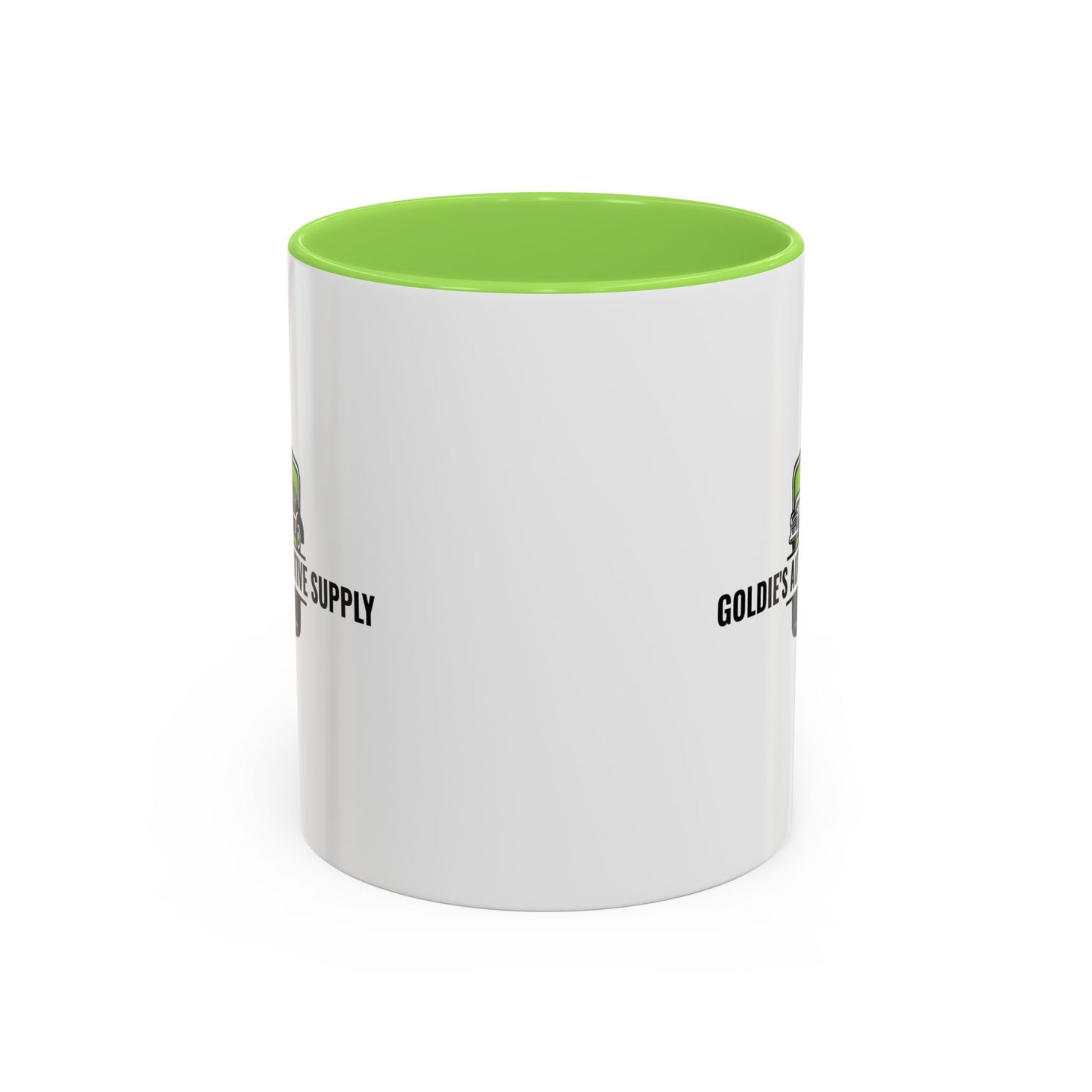 11 Oz Mug - Lime Green Color Matched Vintage Logo - Goldie's Automotive Supply