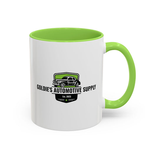 11 Oz Mug - Lime Green Color Matched Vintage Logo - Goldie's Automotive Supply