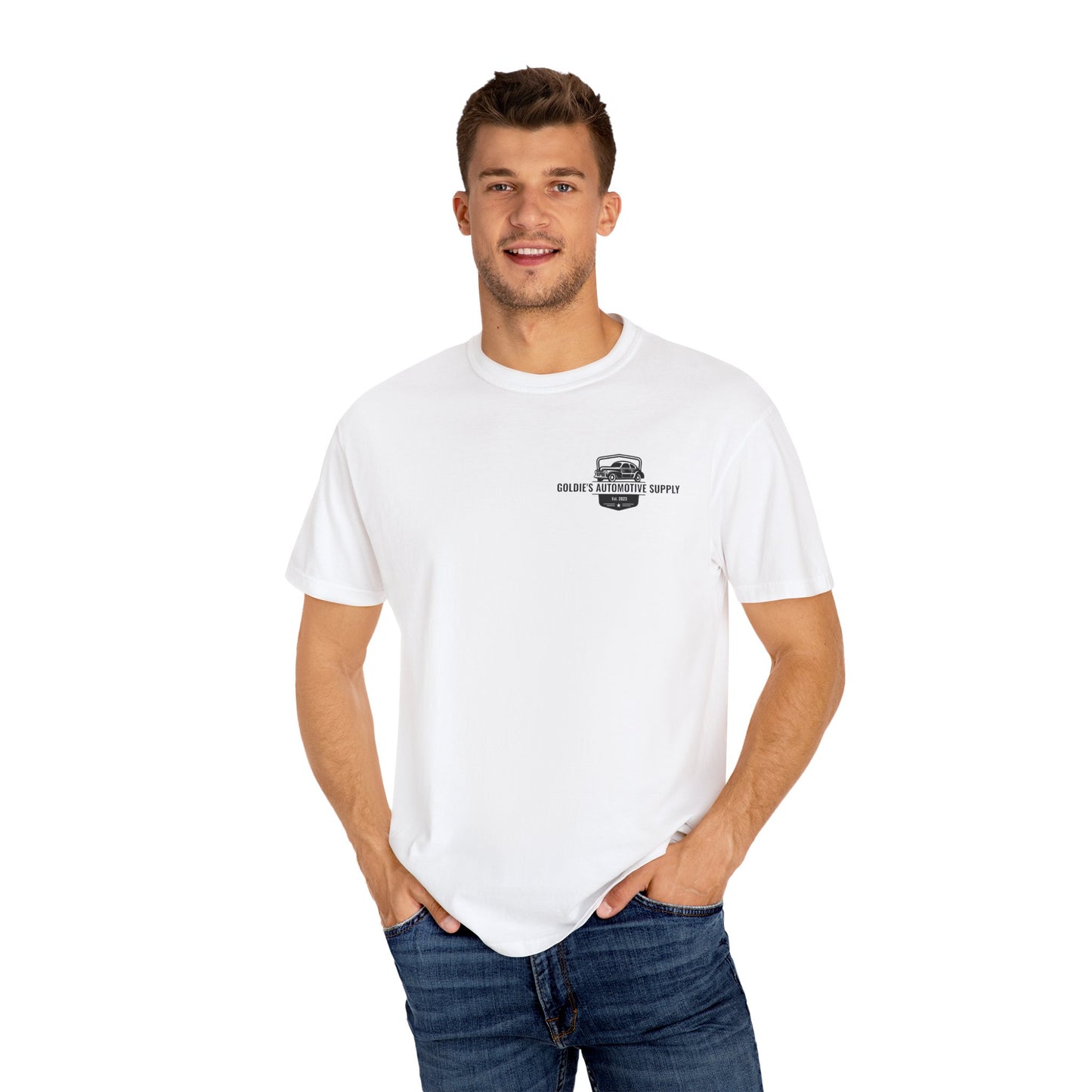Black & White Vintage Logo T-Shirt - Goldie's Automotive Supply