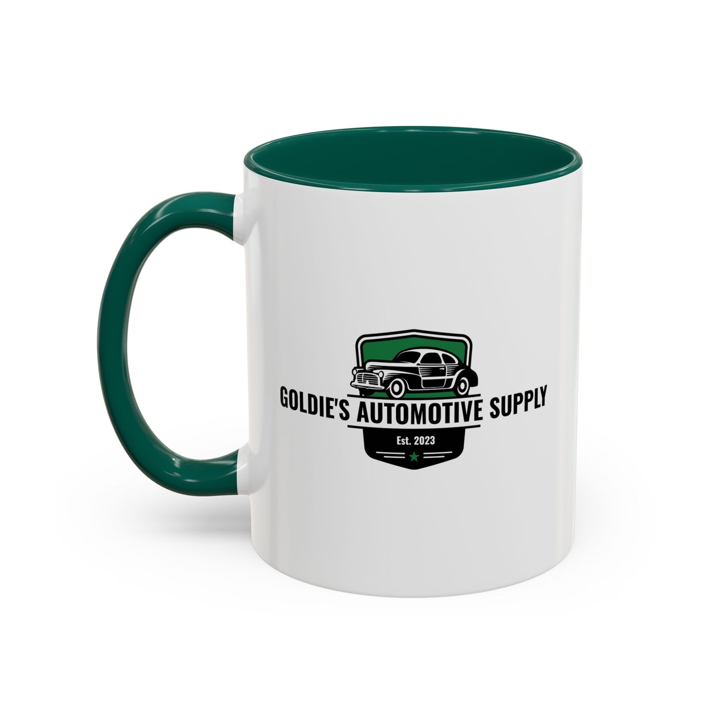 11 Oz Mug - Green Color Matched Vintage Logo - Goldie's Automotive Supply