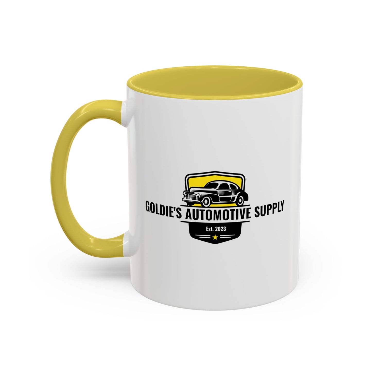 11 Oz Mug - Yellow Color Matched Vintage Logo - Goldie's Automotive Supply