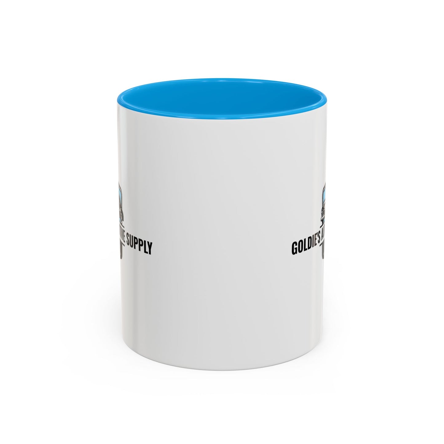 11 Oz Mug - Light Blue Color Matched Vintage Logo - Goldie's Automotive Supply