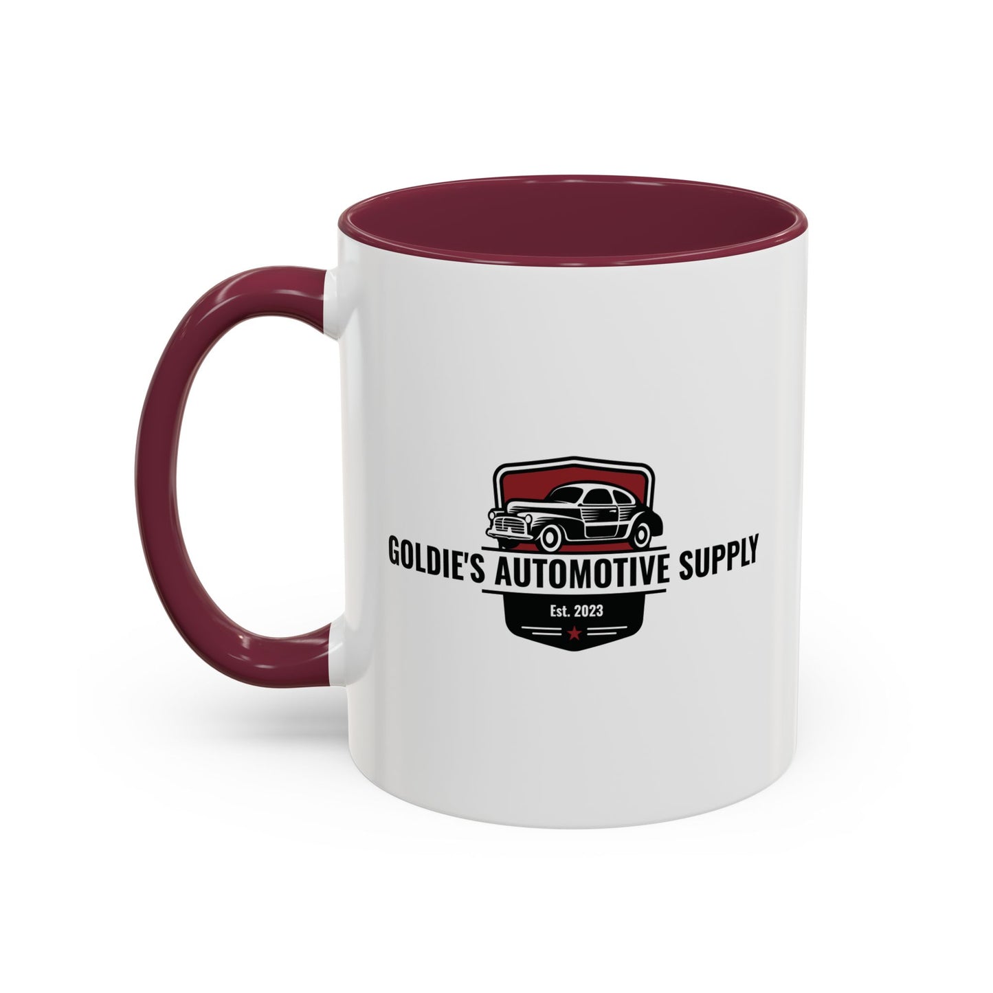 11 Oz Mug - Maroon Color Matched Vintage Logo - Goldie's Automotive Supply