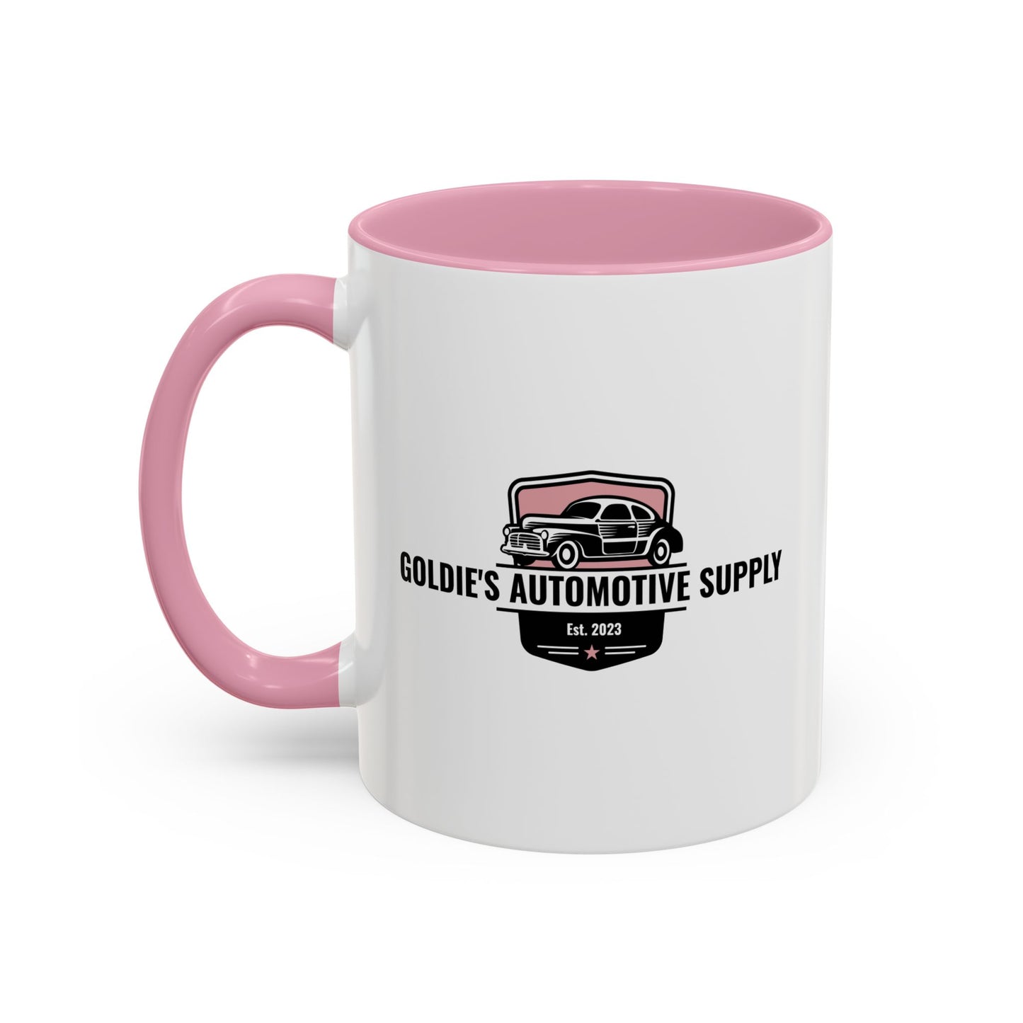 11 Oz Mug - Pink Color Matched Vintage Logo - Goldie's Automotive Supply